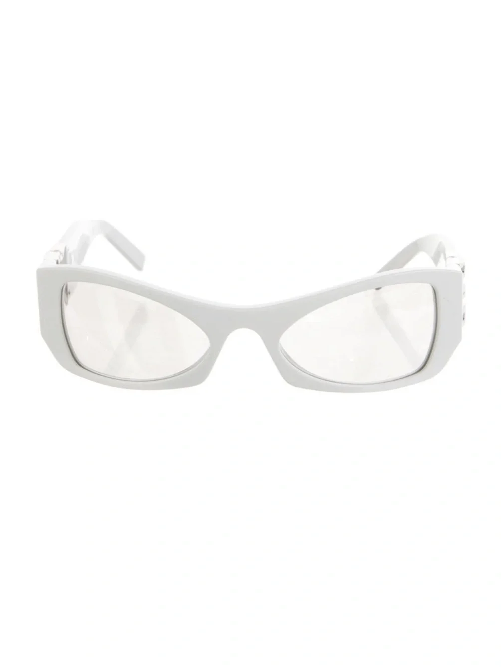 Givenchy White Wrap Sunglasses with Silver Logo Accent